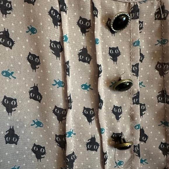 Lush Sheer Cat & Fish Ruffle Tank Size L - Picture 3 of 3